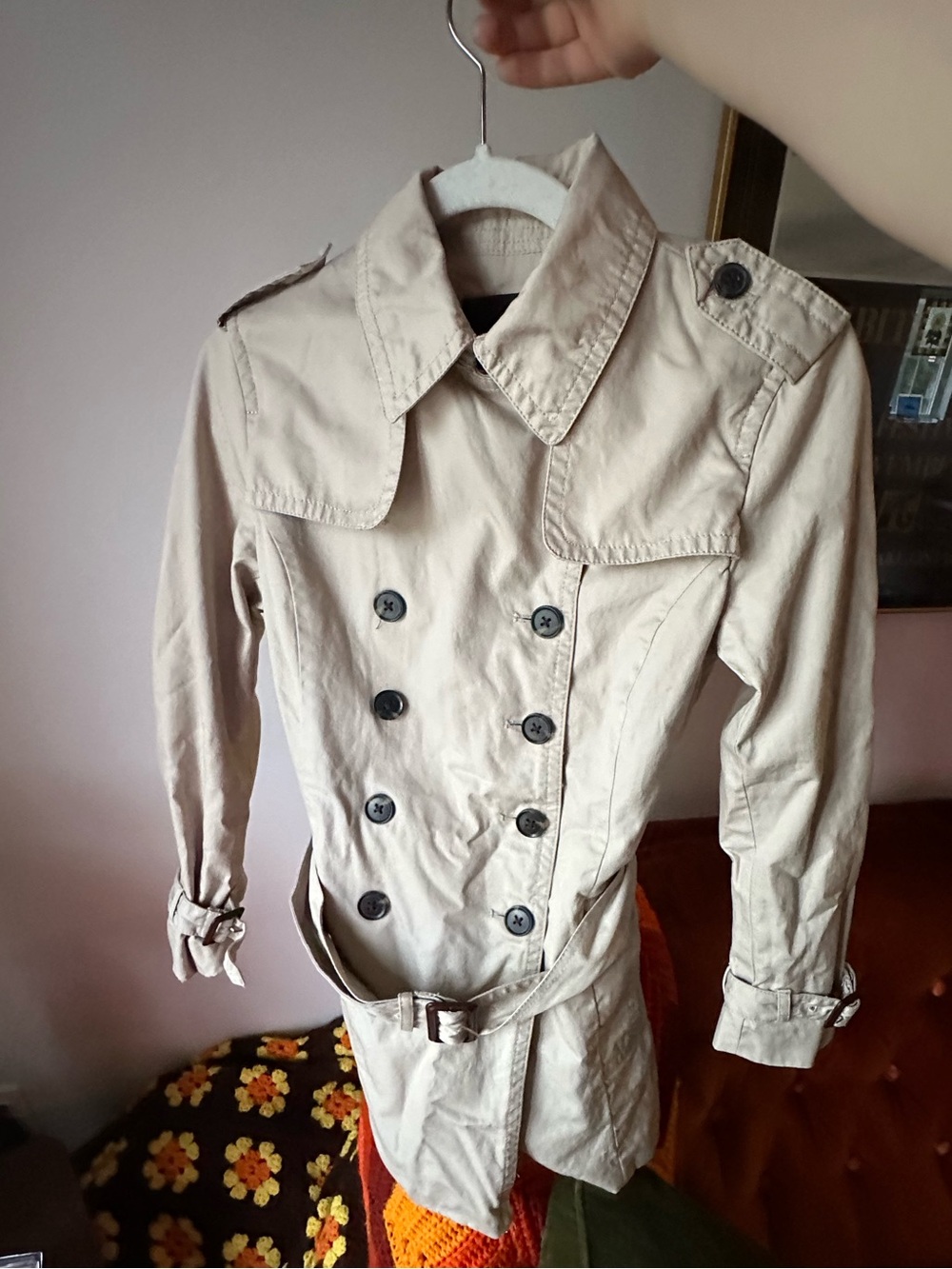 Banana Republic Double-Breasted Beige Trench Coat